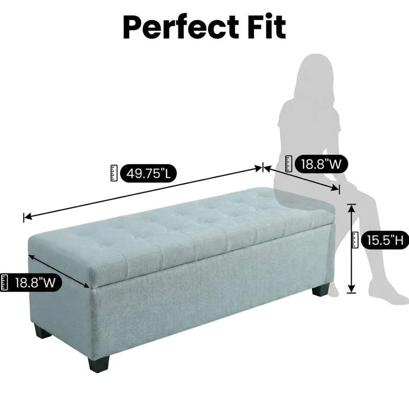Rangement de chambre à coucher bleu 50,27 pouces, et couvercle facile à utiliser