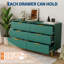 Commode à 6 tiroirs cannelés, commode en bois de 56 po de largeur avec poignées dorées, rangement pour le couloir et l'entrée-955968275