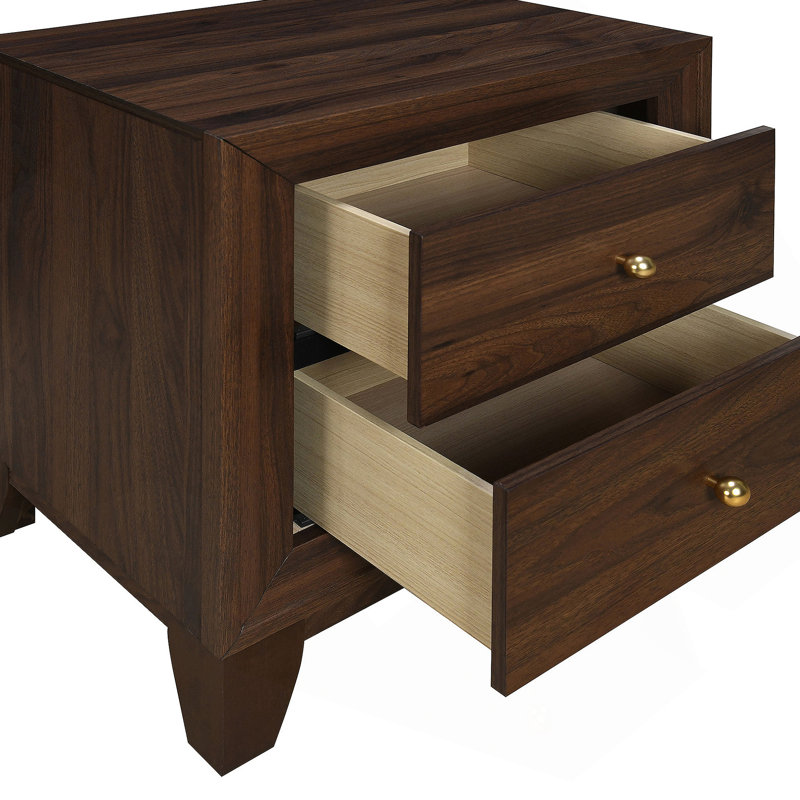 Walnut 2-drawer Nightstand Bedside Table