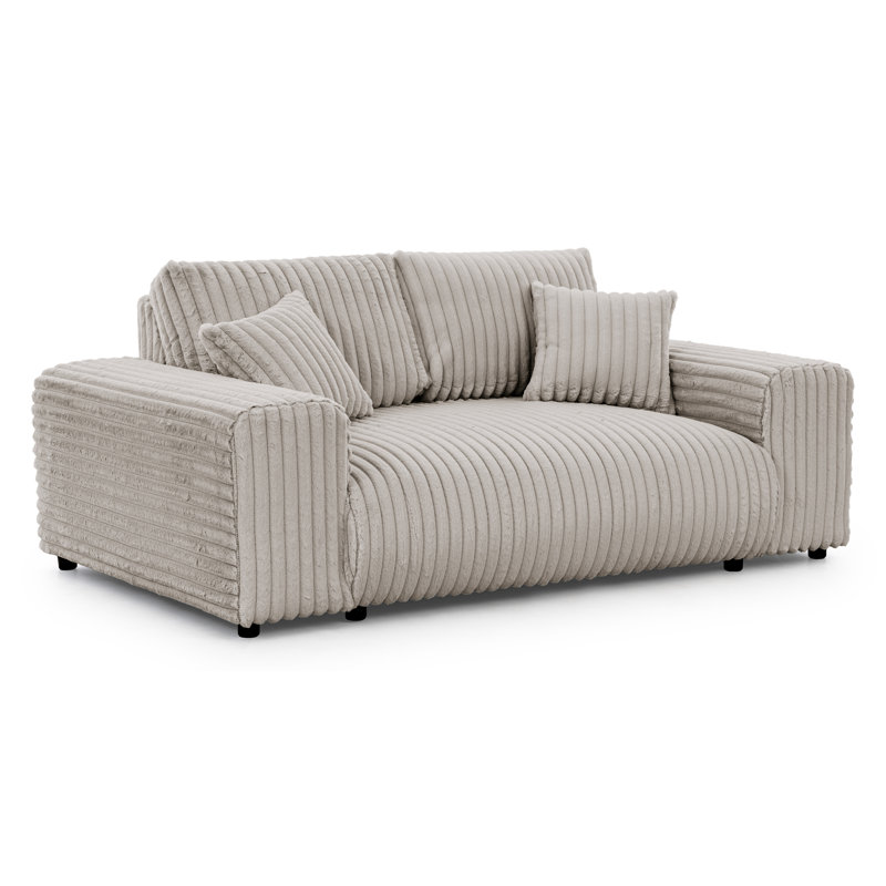 Mollis 3 Seater Corduroy Sofa, Light Grey