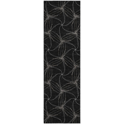 Premium Machine Washable Prisco Black Rug