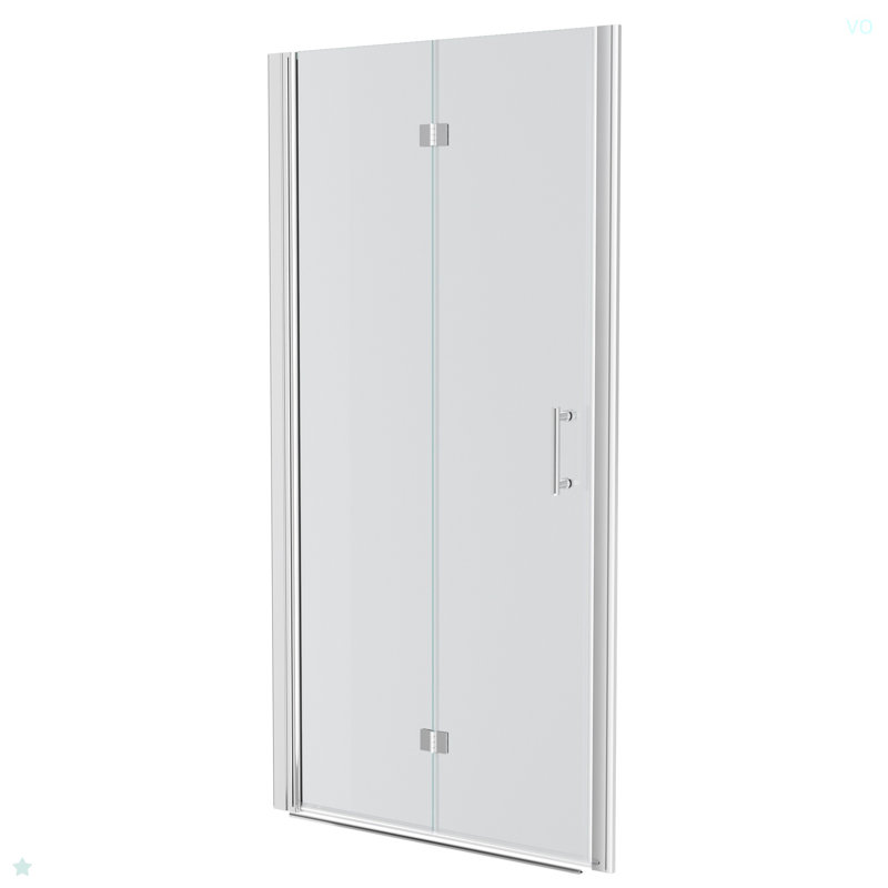 Porte de douche pliante sans cadre avec verre trempé l 32 po x H 72 po, Chrome chrome
