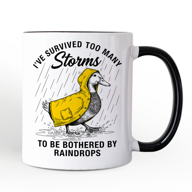 Tasse de motivation en forme d'oie, survivant à trop de tempêtes, citation amusante avec nom personnalisé