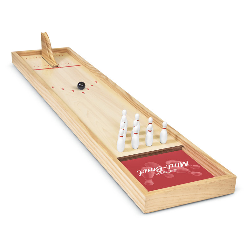 Compact Wooden Tabletop Bowling Game Set with Mini Pins