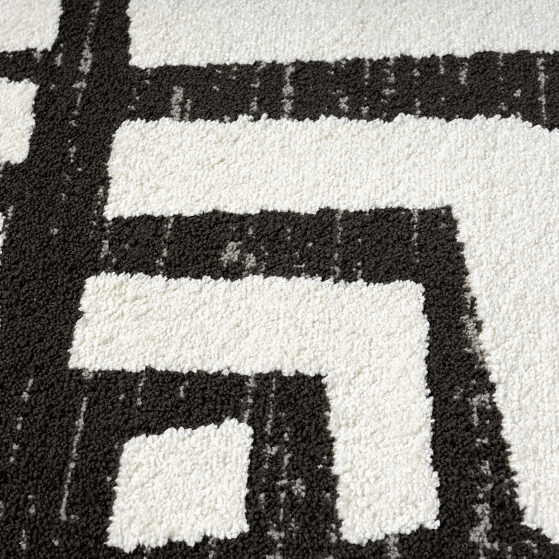 Abani Rugs Olessja Collection NOM130A Cream Grey Box Pattern Geometric Area Rug, Rectangle 8'11" x 12'