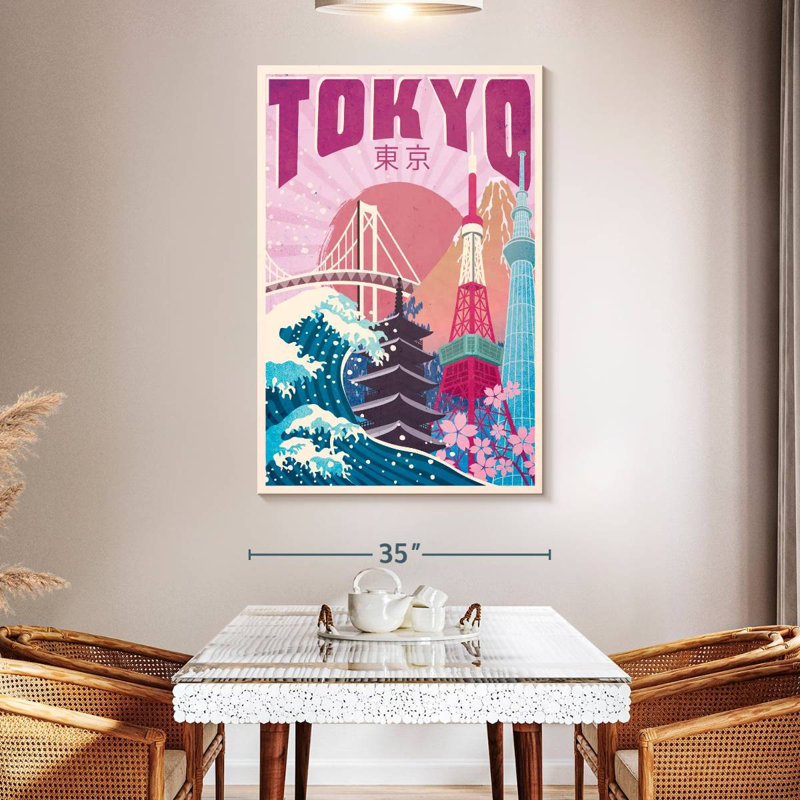 Affiche rétro de Tokyo, H 51 po x l 34 po