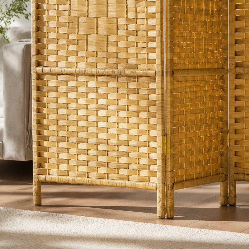 Cloison pliante en bois massif Sharod, H 70,9 po x l 106,3 po, Beige