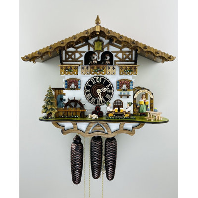 Hand-Carved German Cuckoo Clock with Barmaid