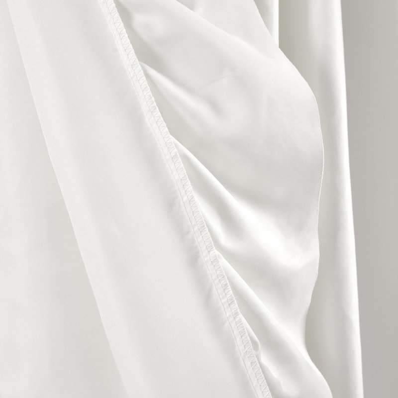 Pure White Polyester Room-Darkening Ruffled Curtain Panels, 54"W x 45"L