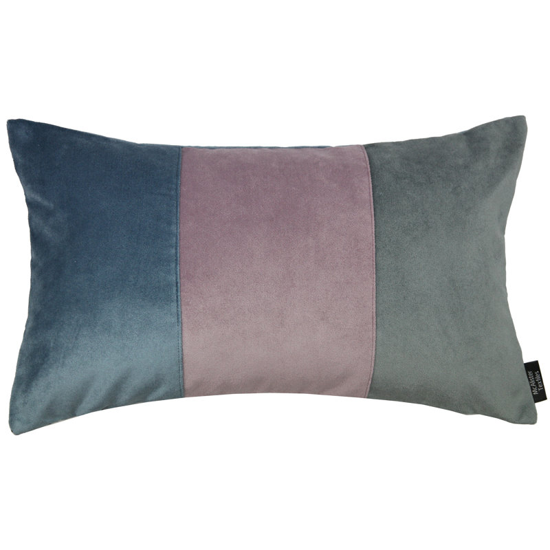 Epicurus Patchwork Rectangular Cushion Cover, 30 x 50cm, Petrol Blue/Heather