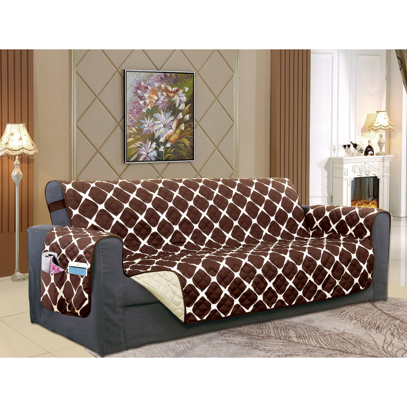 Housse pour canapé à coussins carrés/rectangulaires, Mélange de polyester chocolat