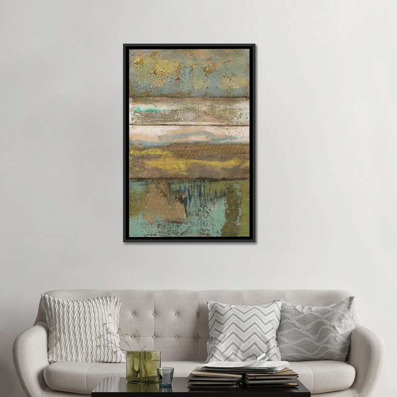 « segmented textures ii », impression sur toile, Toile avec cadre noir, H 48 po x l 32 po x P 1,5 po, Pas de tapis