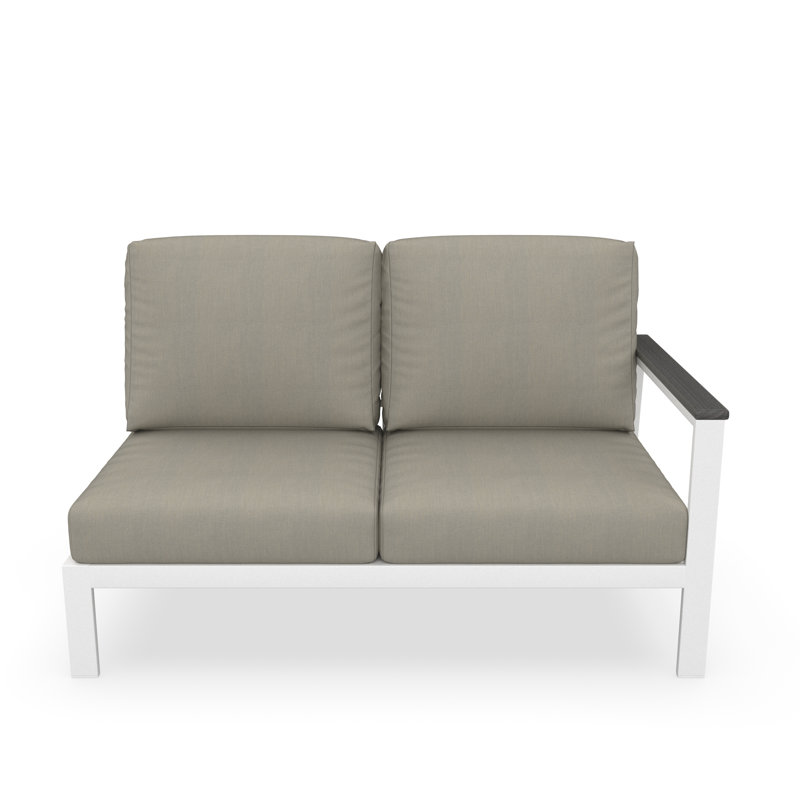 Causeuse d'extérieur droite pour patio avec coussins Sunbrella, Orienté à droite, Palette colombe