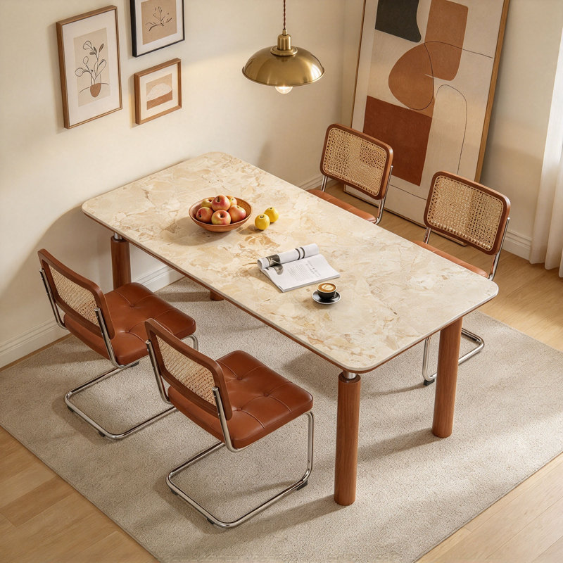 Table en bois massif Mid-Century, 29.5" H x 70.9" W x 31.5" D