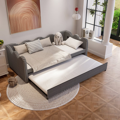 Convertible Sofa Bed, 2 In 1 Plaid Couch With USB Charging, Triple Reinforced Frame, Space-Saving Furniture For Small Apartments And Living Rooms