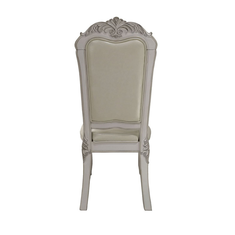 Chaise d'appoint (ensemble de 2), tissu en cuir synthétique et finition blanc os