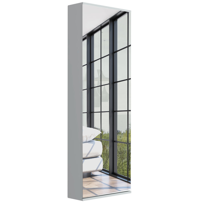 Domanique Wall-Mounted Shoe Storage Cabinet with Mirror - Space-Saving 10-Pair Capacity, Single Door Entryway Organizer for Hallway, Closet, Apartment