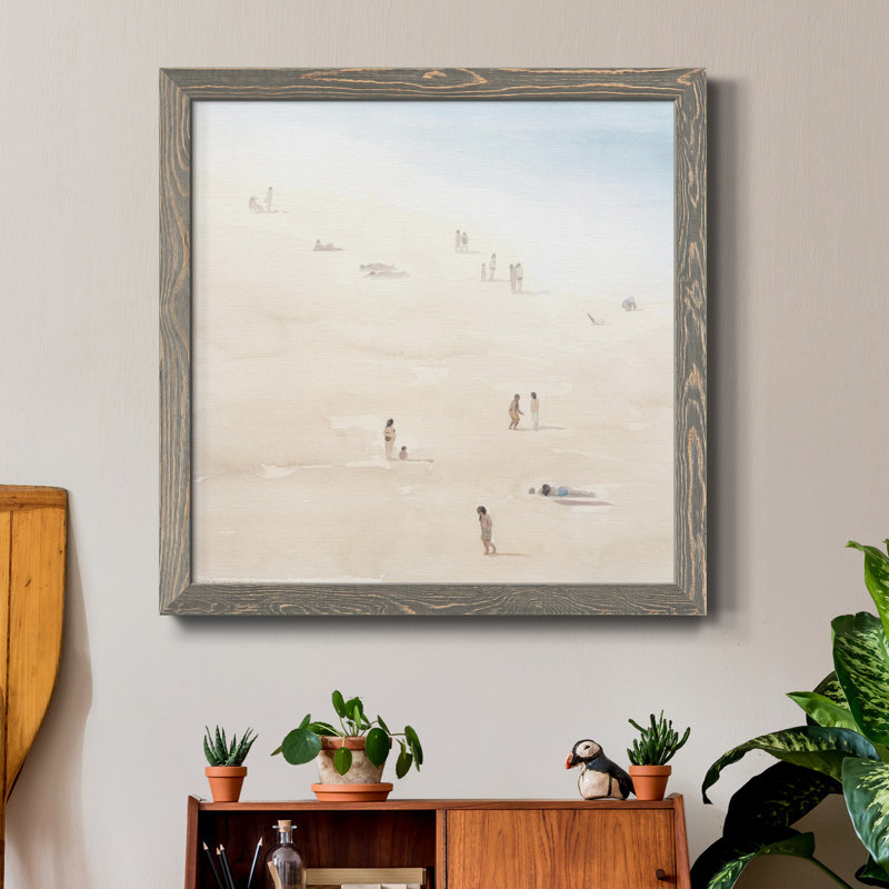 Beach Goers I-Premium, toile encadrée - prête à être accrochée, H 20 po x l 20 po x P 1 po, Cadre gris