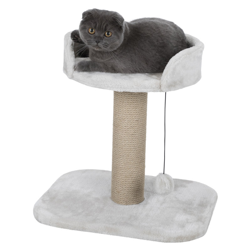 Mica 18-Inch Light Gray Sisal Cat Scratching Post with Plush Platform