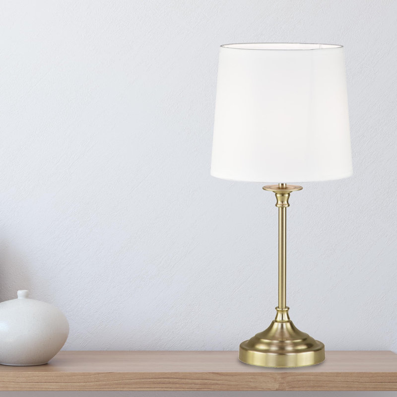 Brito Metal Table Lamp, White, Antique Brass