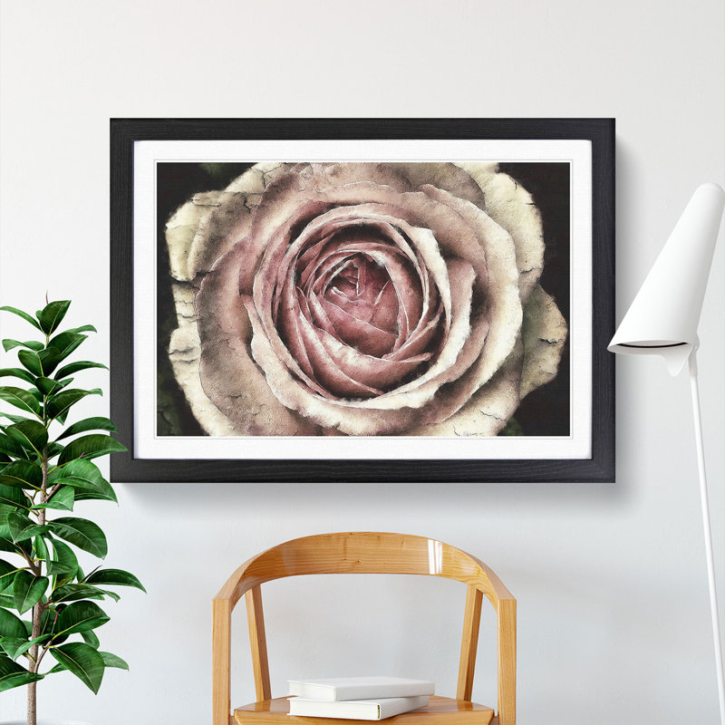 Pink Rose Flower Vol.3 - Framed Print, 48cm H x 65cm W x 2cm D, Black Framed