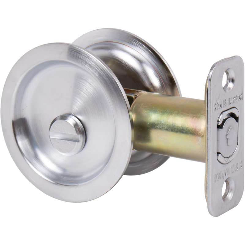 Serrure ronde pour porte escamotable, Chrome satiné