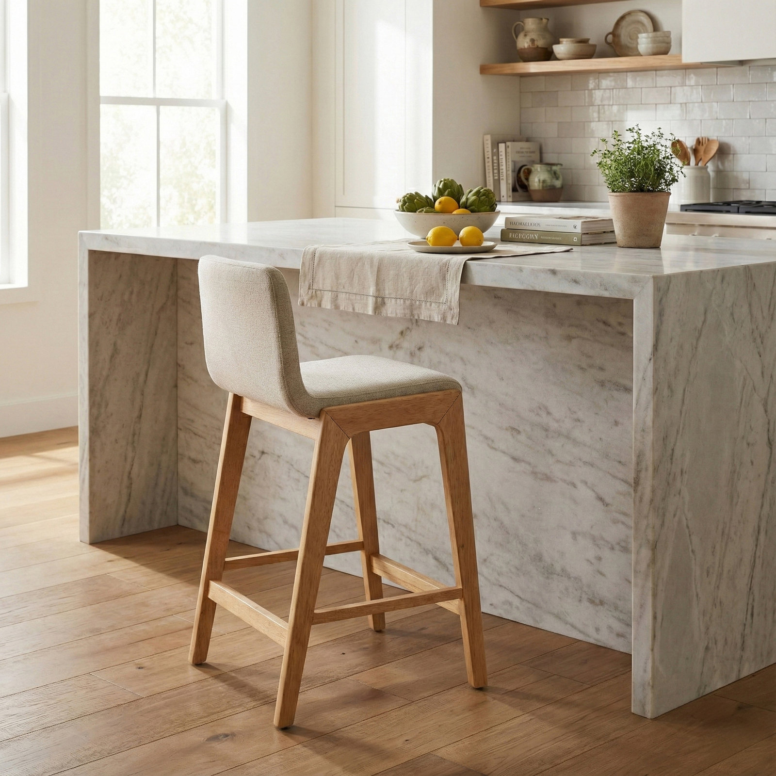 Tolan Upholstered Counter Stool, Oatmeal