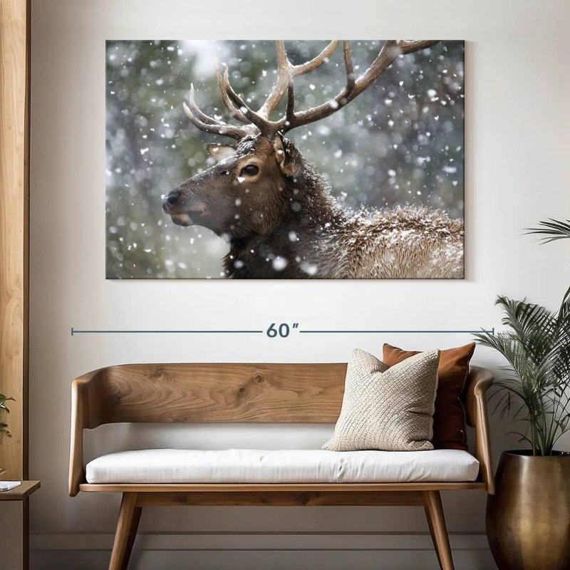 Winter Snow Elk, 34" H x 51" W
