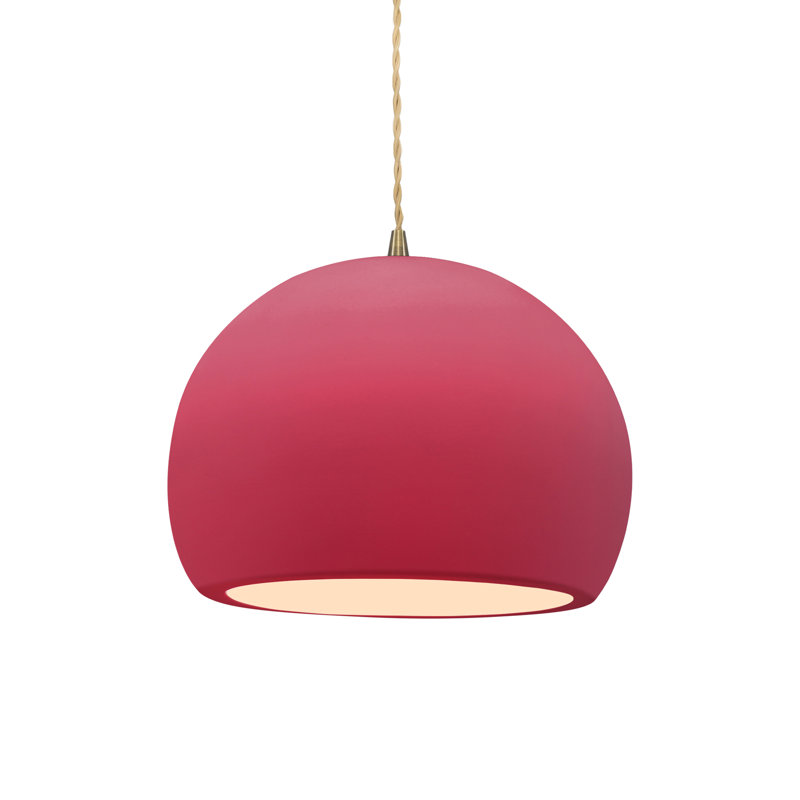 Luminaire suspendu à 1 lumière Aschwin, H 7,75 po x l 10 po x P 10 po, Cerise, Laiton antique