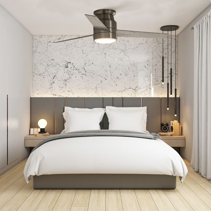 Ensemble de 2 ventilateurs de plafond encastrés de 52 po avec lumière et télécommande