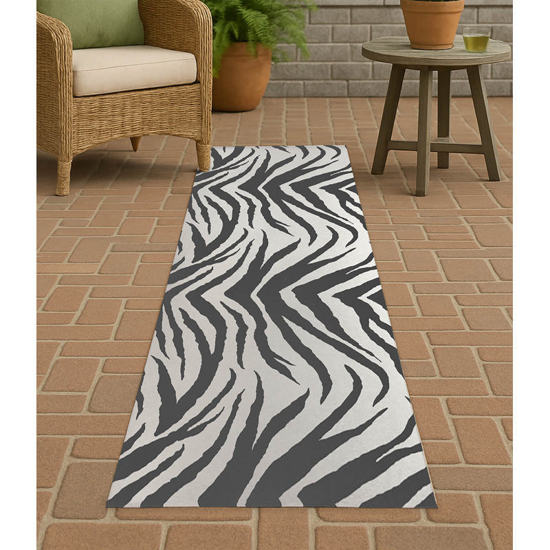 Tapis d'extérieur antidérapant à motif zébré, Tapis de couloir 2 pi 6 po x 8 pi