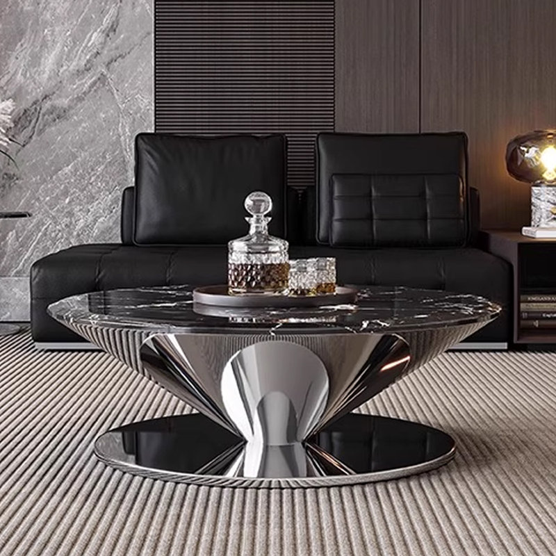 Table basse Minimalist UFO, Noir, H 14,96 po x L 35,43 po x l 35,43 po