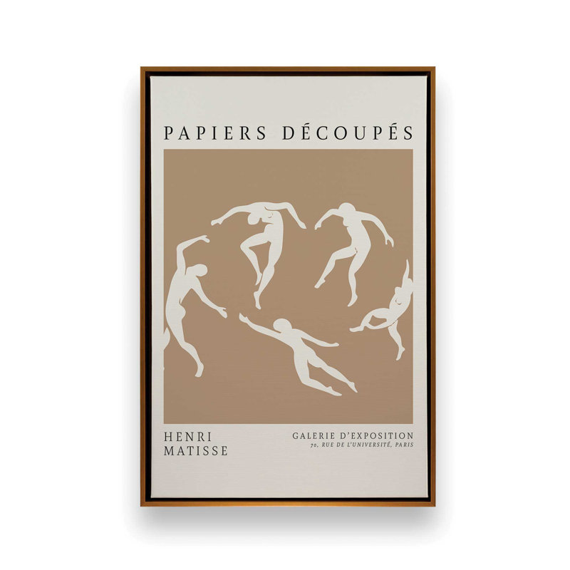 La danse en brun clair de Matisse, H 48,75 po x l 32,75 po x P 1,75 po, Cadre flottant or poli