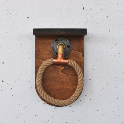 Porte-serviettes industriel fait à la main avec plaque arrière en bois et tablette supérieure