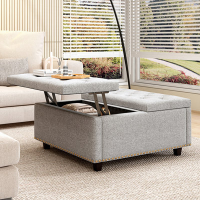 Banc de rangement carré avec deux portes de rangement, table basse moderne Mid-Century, table centrale