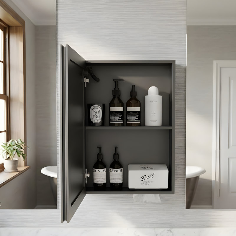 Space-saving wall-mounted mirror cabinet