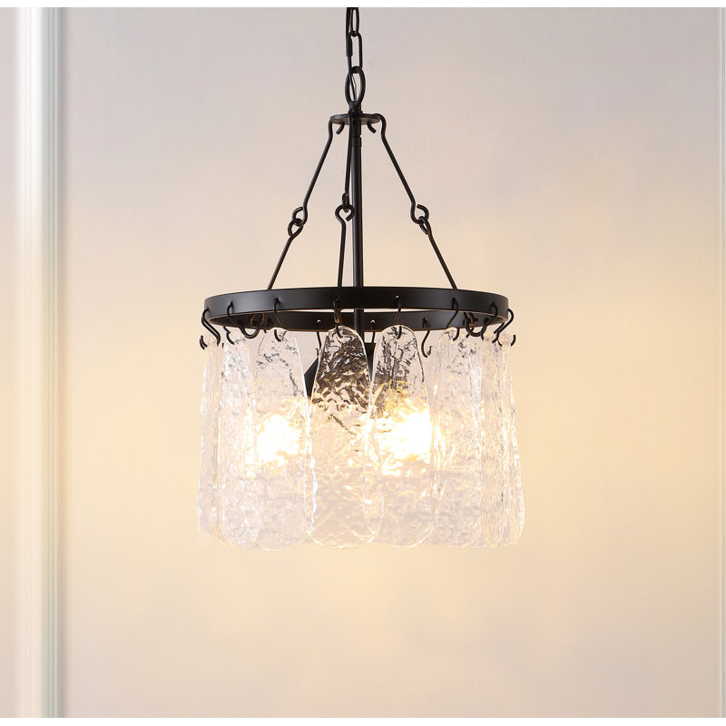 Black Iron and Crystal 3-Light Chandelier