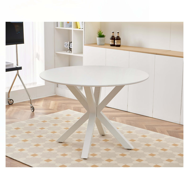 Round Dining Table, White, White