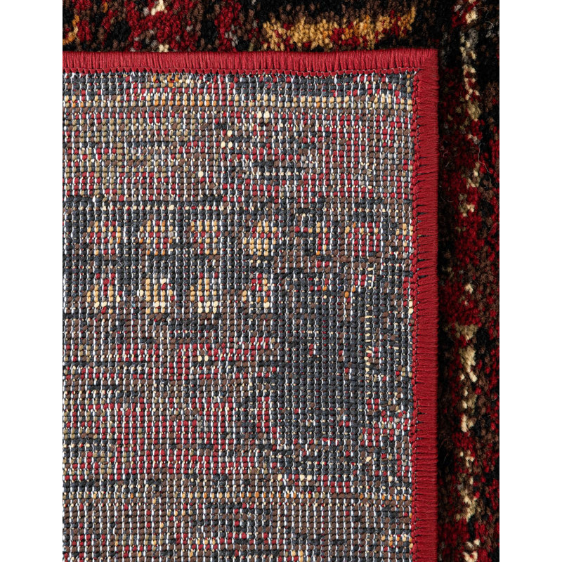 Blakely Geometric Area Rug in Burgundy/Brown/Black, Square 6'1"