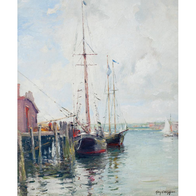 «East Gloucester Docks» par Guy Carleton Wiggins - Art mural sur toile tendue avec châssis, H 48 po x l 33 po