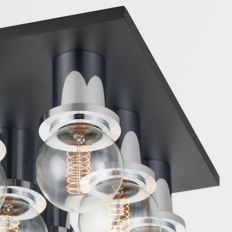 Brandi 9 Light Flush Mount, Polished Chrome/Soft Black
