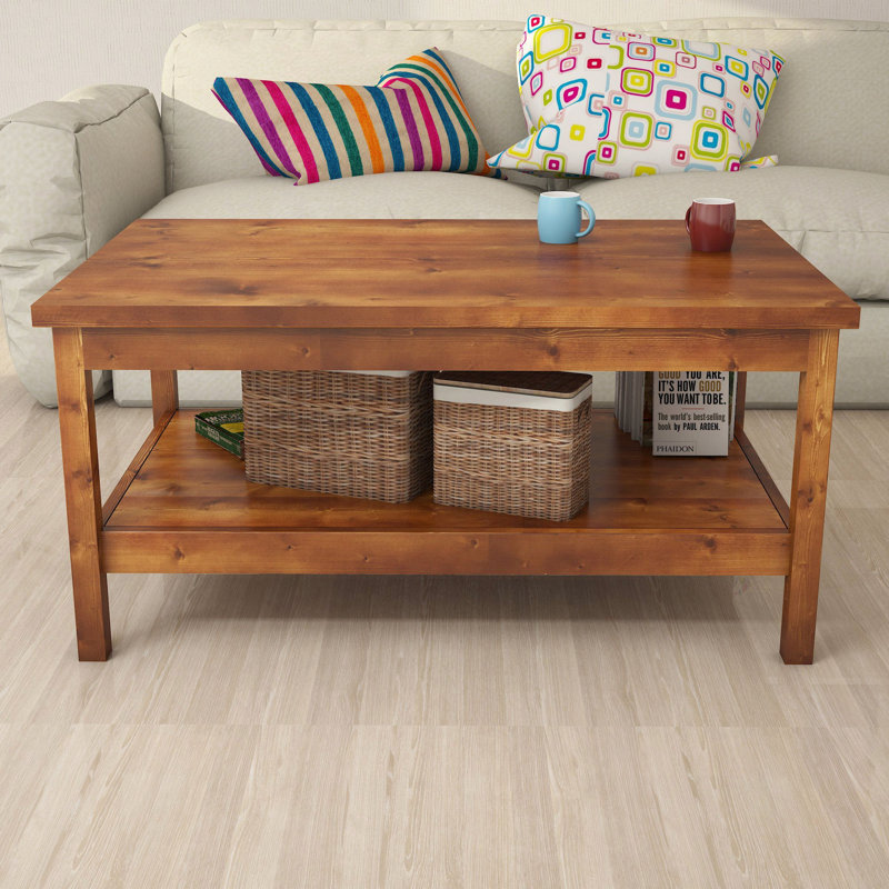 Table basse avec rangement en bois massif Dunsmuir