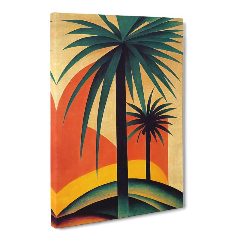 Palm Tree Retro - Wrapped Canvas, 76cm H x 50cm W x 3cm D