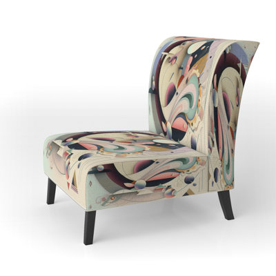 Pastel Art Deco I - Upholstered Contemporary Slipper Chair, Purple Accent Chair
