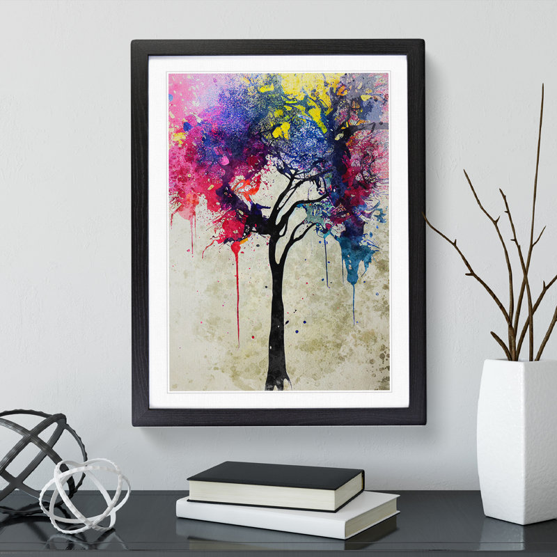 Dripping Tree - Single Picture Frame Painting, 64cm H x 46cm W x 2cm D, Black