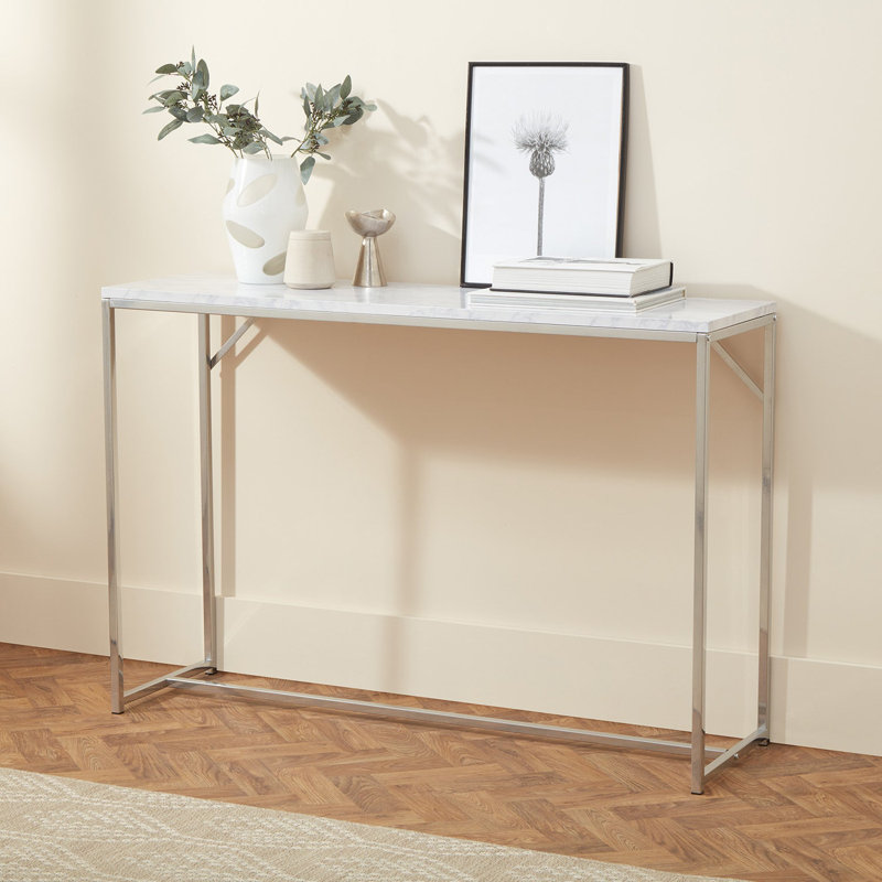 Kalyssa 80cm Console Table, White, Light Grey
