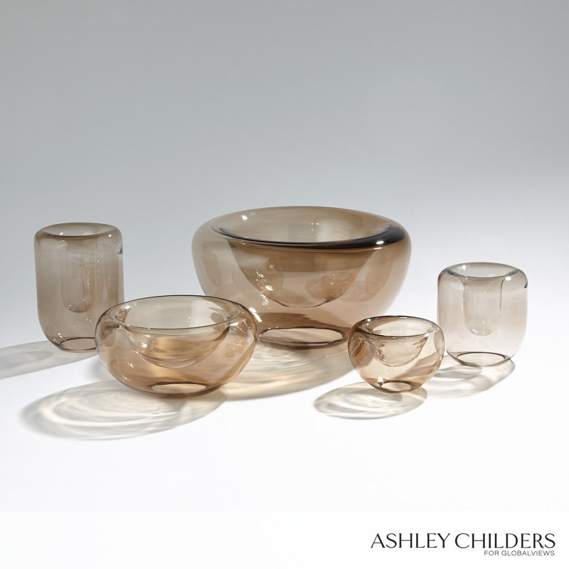 Double Take Vase-Light Topaz-Short, 8" H x 5.75" W x 5.75" D