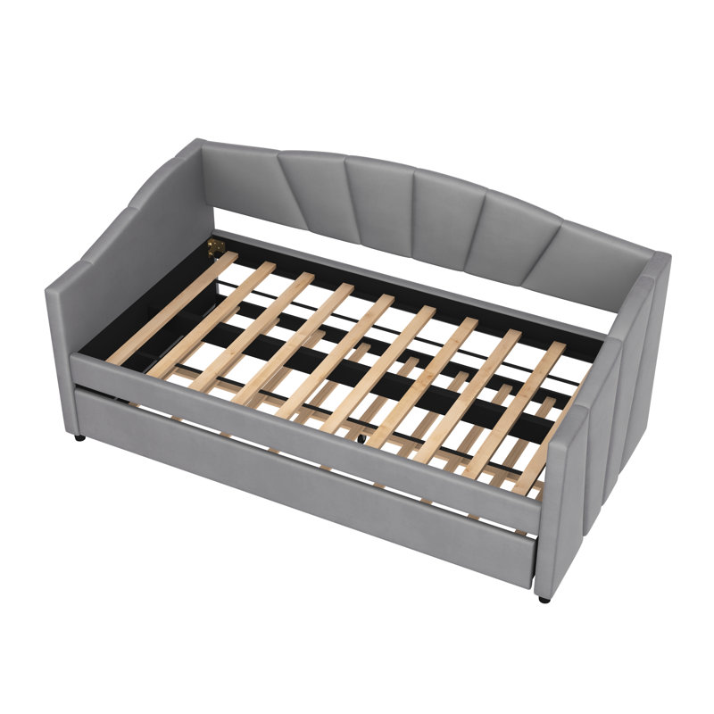 Lit plateforme tapissier Tyrence, gris