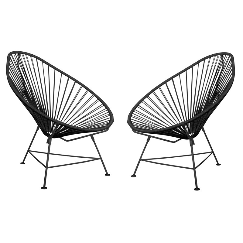 Double chaise de patio Acapulco, Noir
