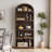 Bookcase 5 Shelf Arched Bookshelf 71.65in Tall Bookcase Farmhouse Display Storage Rack Wooden Bookshelves for Home Office, Living Room-2028144013